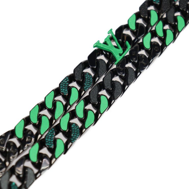 Louis Vuitton Collier Chain Links Patches Necklace Mp2853 Metal Black Green — view 5