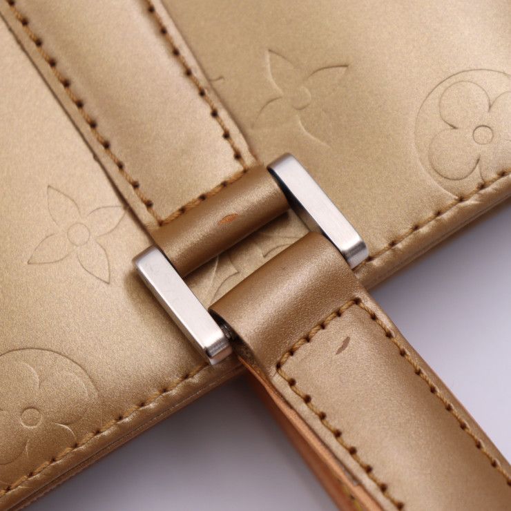 Louis Vuitton Stockton Handbag Leather Ambre Goldish Silver Hardware — view 7