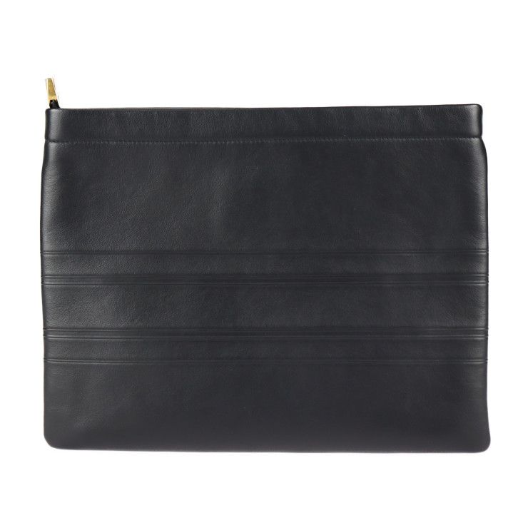 Christian Dior Clutch Bag 19 S5543 Cgsb Leather Black Gold Hardware Pouch — view 3