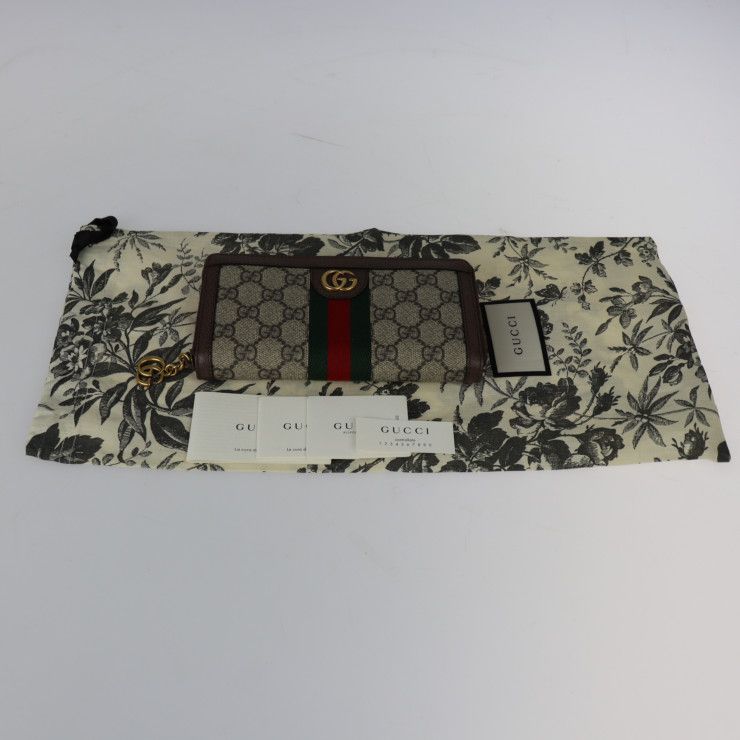 Gucci Ophidia Long Wallet Leather Beige Ebony Red Green — view 9