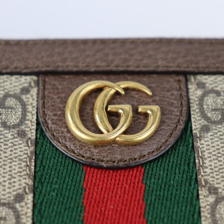 Gucci Ophidia Long Wallet Leather Beige Ebony Red Green — view 6