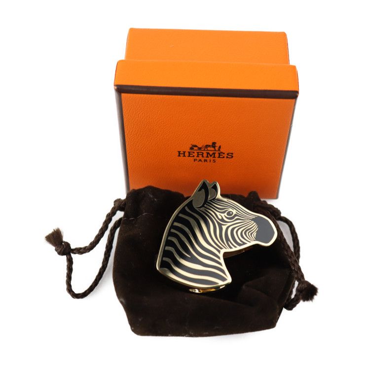 Hermes Square Ring 90 Scarf Metal Gold Black Zebra — view 8