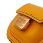 Fendi Pico Baguette Bag Pouch 7 Ar946 Calf Leather Orange Gold Hardware Earphone — view 6