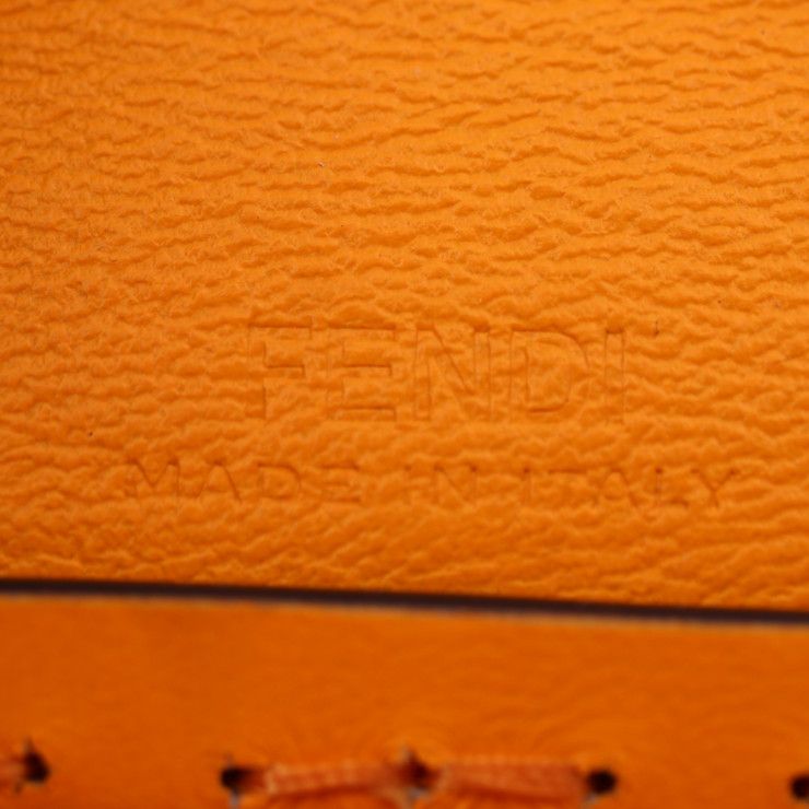 Fendi Pico Baguette Bag Pouch 7 Ar946 Calf Leather Orange Gold Hardware Earphone — view 8