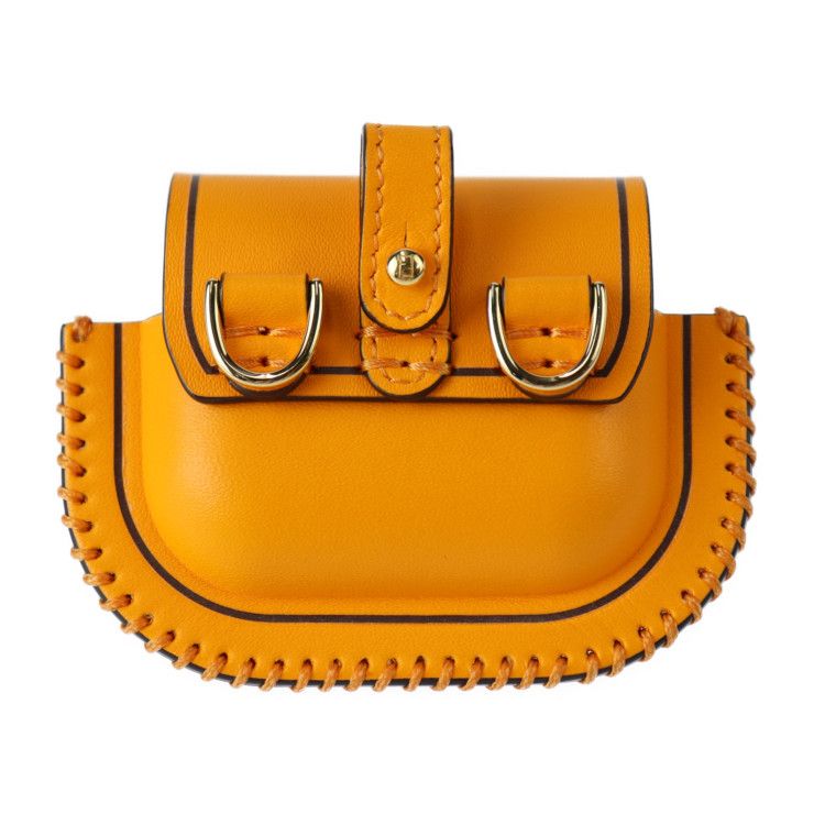 Fendi Pico Baguette Bag Pouch 7 Ar946 Calf Leather Orange Gold Hardware Earphone — view 4