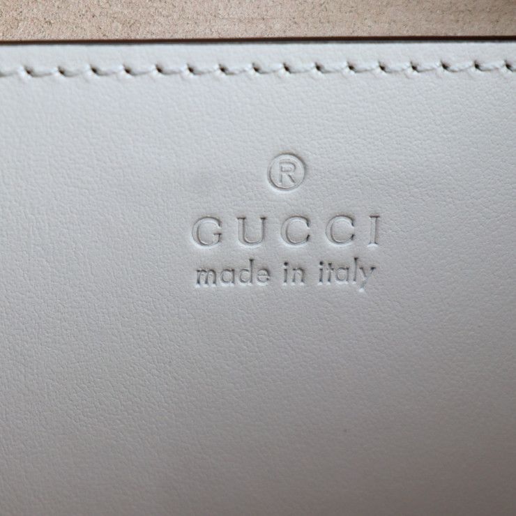 Gucci Shoulder Bag Leather White Ivory Gold Hardware GG Marmont Quilted — view 9