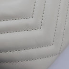 Gucci Shoulder Bag Leather White Ivory Gold Hardware GG Marmont Quilted — view 6