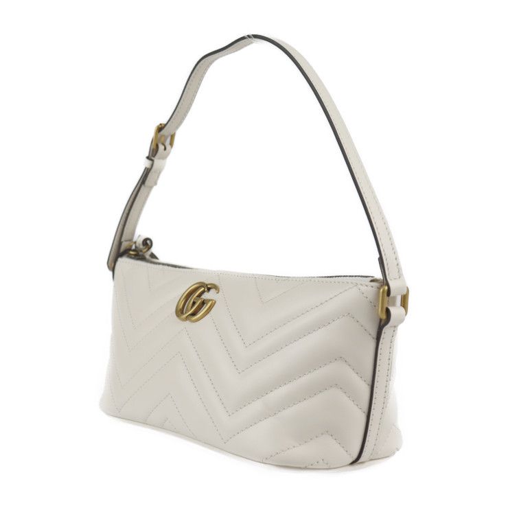 Gucci Shoulder Bag Leather White Ivory Gold Hardware GG Marmont Quilted — view 2