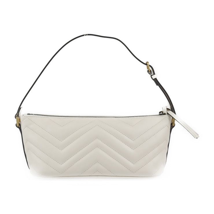 Gucci Shoulder Bag Leather White Ivory Gold Hardware GG Marmont Quilted — view 3
