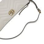 Gucci Shoulder Bag Leather White Ivory Gold Hardware GG Marmont Quilted — view 7