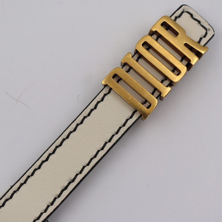 Christian Dior D-fence Defence Belt Leather Ivory-toned Gold Hardware Logo — view 4