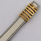 Christian Dior D-fence Defence Belt Leather Ivory-toned Gold Hardware Logo — view 4
