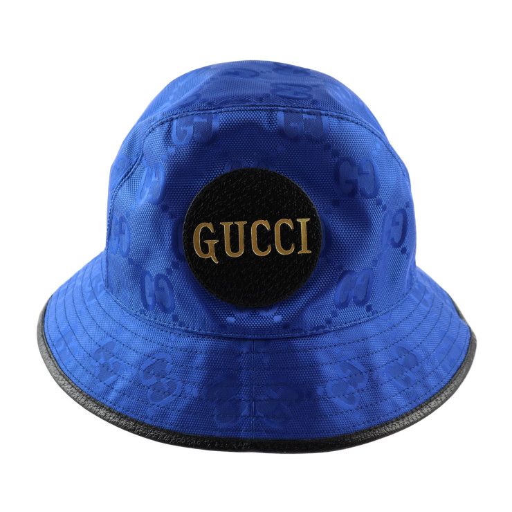Gucci Bucket Hat GG Nylon Leather Blue Black Off the Grid — view 3