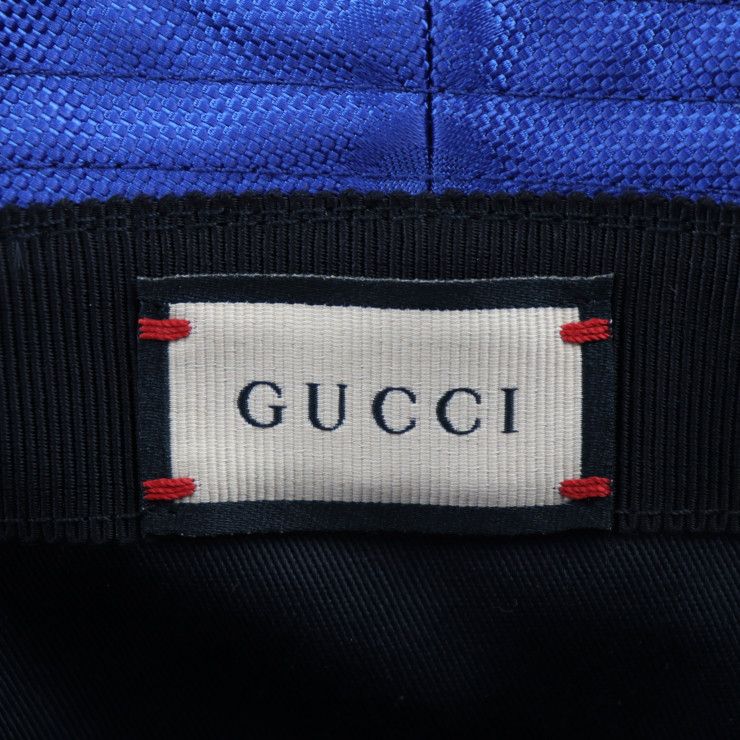 Gucci Bucket Hat GG Nylon Leather Blue Black Off the Grid — view 7