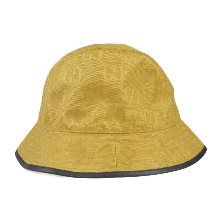 Gucci Bucket Hat GG Nylon Leather Yellow Black Off The Grid — view 3