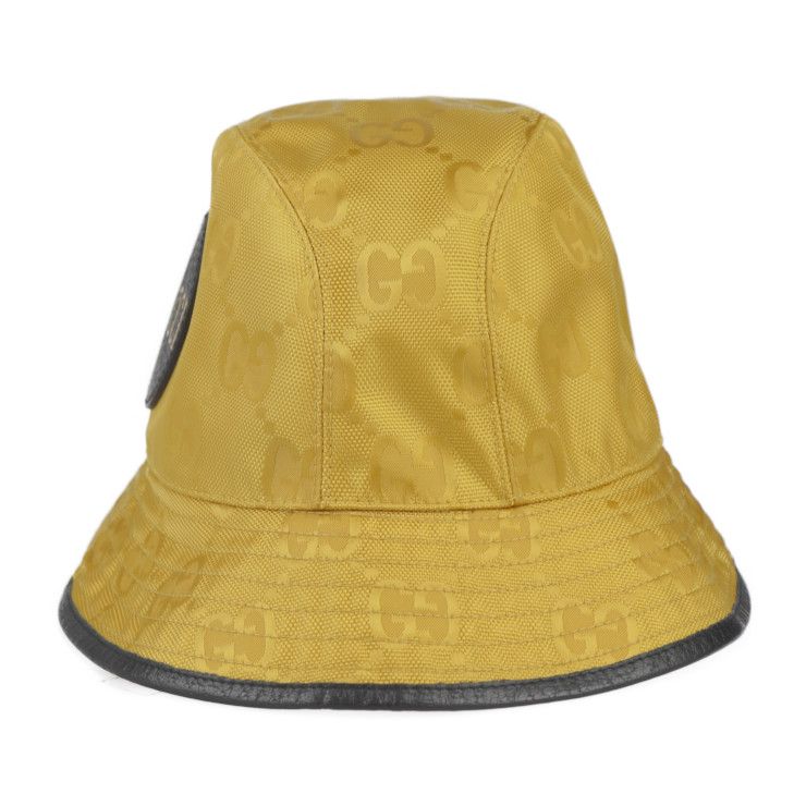 Gucci Bucket Hat GG Nylon Leather Yellow Black Off The Grid — view 2