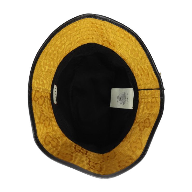 Gucci Bucket Hat GG Nylon Leather Yellow Black Off The Grid — view 5