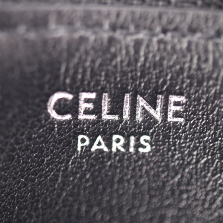 Celine Coin Case Leather Black Silver Round Zipper Multi Small Purse Logo — view 9