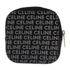 Celine Coin Case Leather Black Silver Round Zipper Multi Small Purse Logo — view 3