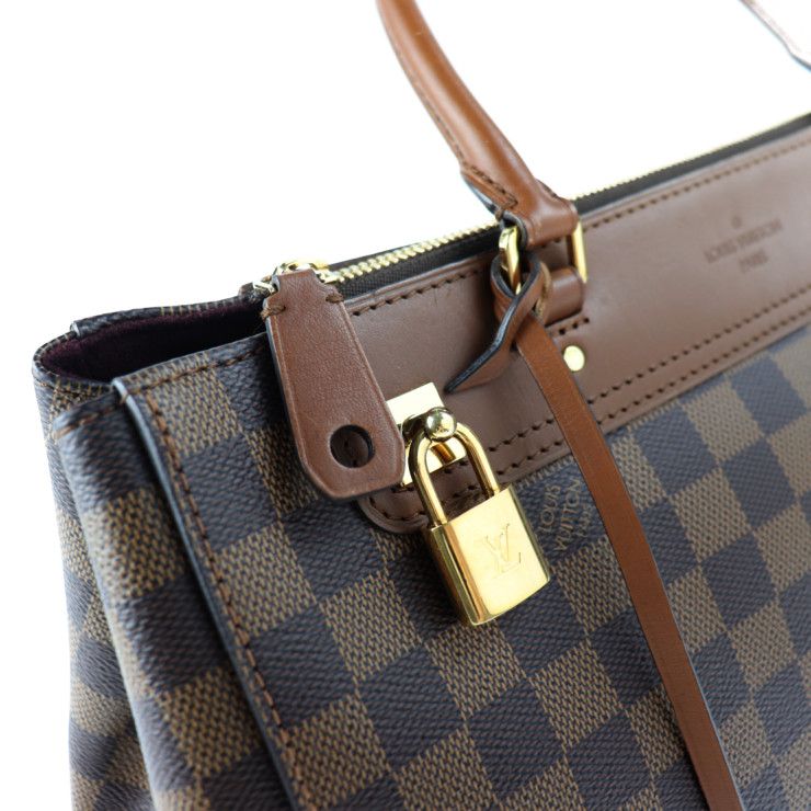 Louis Vuitton Greenwich Handbag Leather Ebne Brown Damier 2-Way — view 7