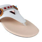Fendi Thong Sandals Leather White Multicolor Flat Studded Reference Size — view 8