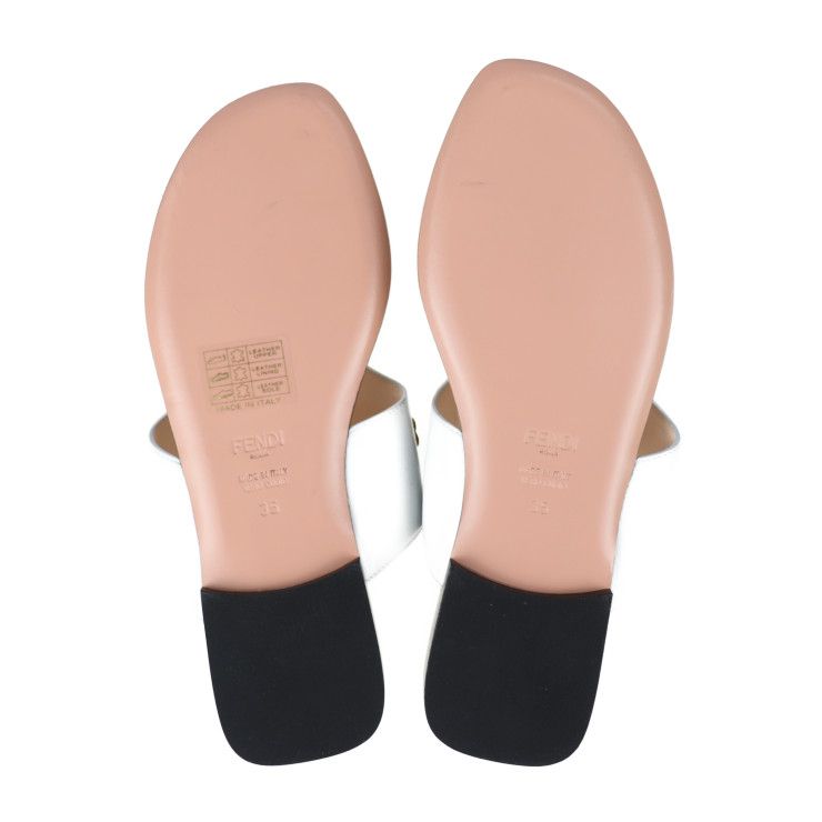 Fendi Thong Sandals Leather White Multicolor Flat Studded Reference Size — view 5