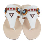 Fendi Thong Sandals 35 Leather White Multicolor Flat Studded Reference Size — view 3