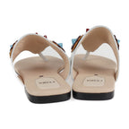 Fendi Thong Sandals 35 Leather White Multicolor Flat Studded Reference Size — view 4