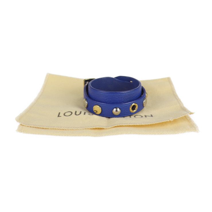 Louis Vuitton Bracelet Spike It M6693 F 17 Leather Blue Gold Hardware — view 9