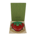 Gucci Strawberry Shape Pochette Shoulder Bag Leather Red Green — view 9