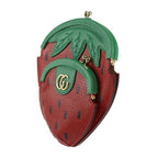 Gucci Strawberry Shape Pochette Shoulder Bag Leather Red Green — view 3
