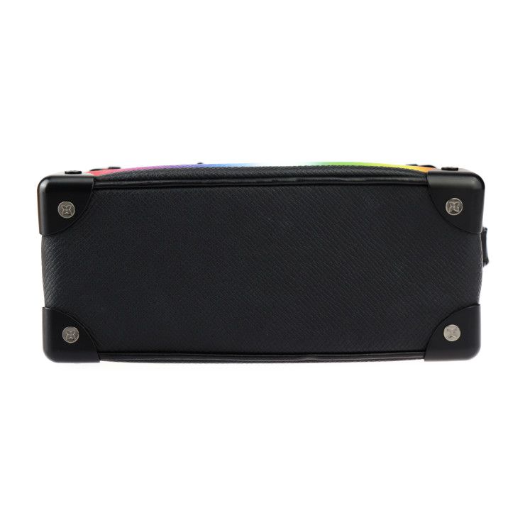 Louis Vuitton Mini Soft Trunk Shoulder Bag Taiga Leather Black Rainbow — view 4