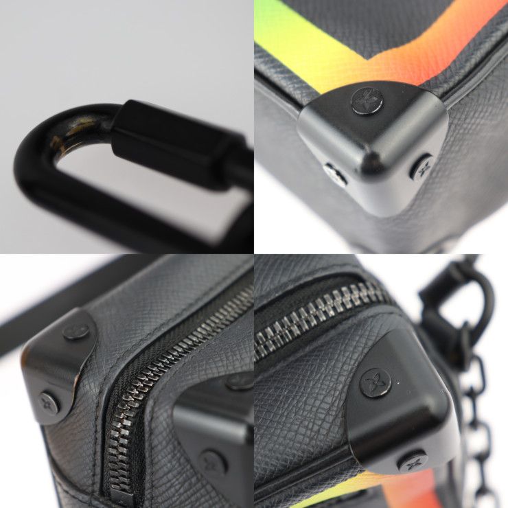 Louis Vuitton Mini Soft Trunk Shoulder Bag Taiga Leather Black Rainbow — view 7