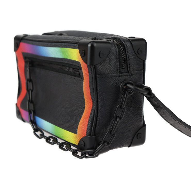 Louis Vuitton Mini Soft Trunk Shoulder Bag Taiga Leather Black Rainbow — view 2