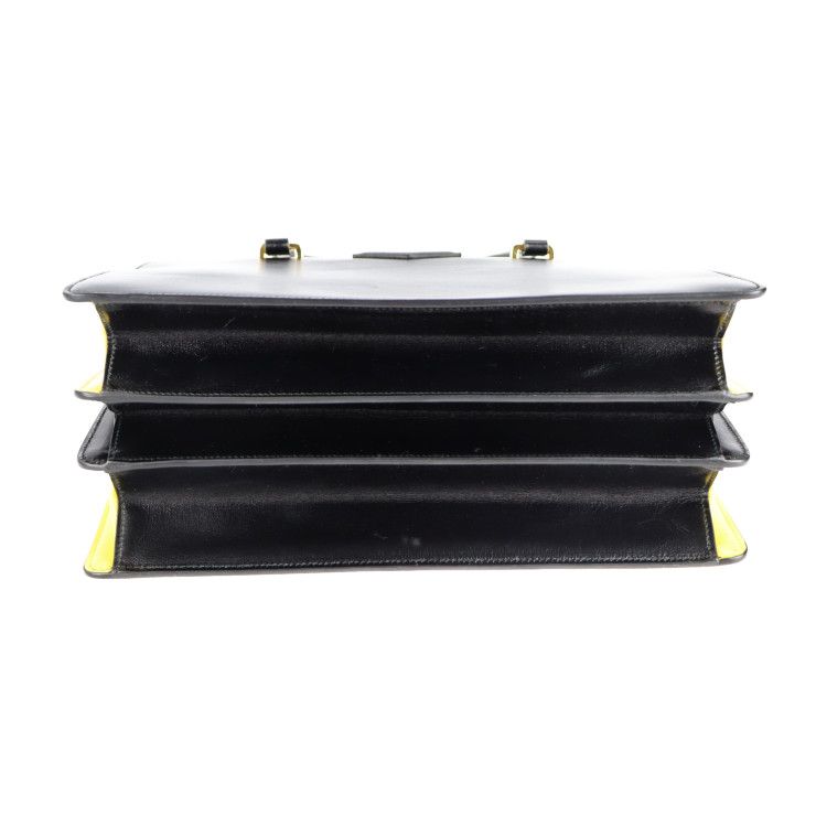 Prada Handbag B2725 C Box Calf Black Yellow Gold Hardware Turnlock — view 4