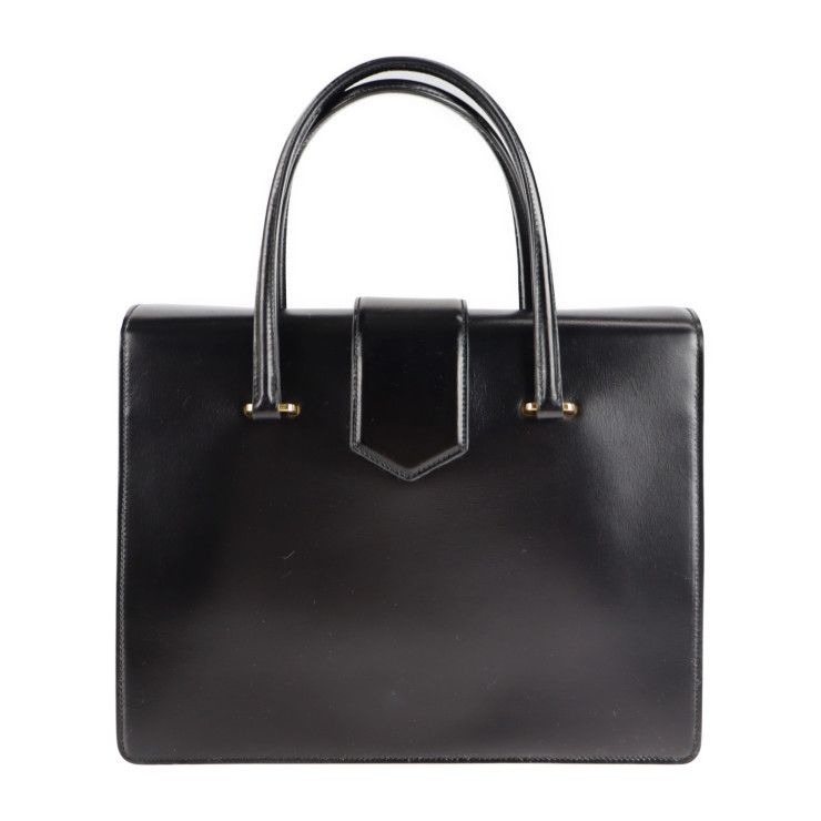 Prada Handbag B2725 C Box Calf Black Yellow Gold Hardware Turnlock — view 3