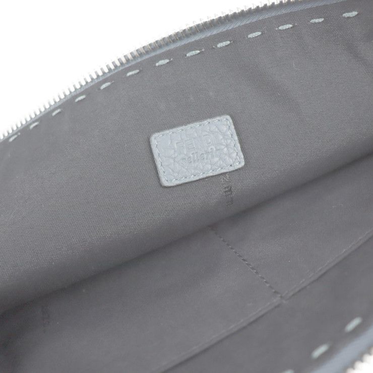 Fendi Clutch Bag 7 M0225 Leather Blue Gray Selleria Second Handbag — view 9