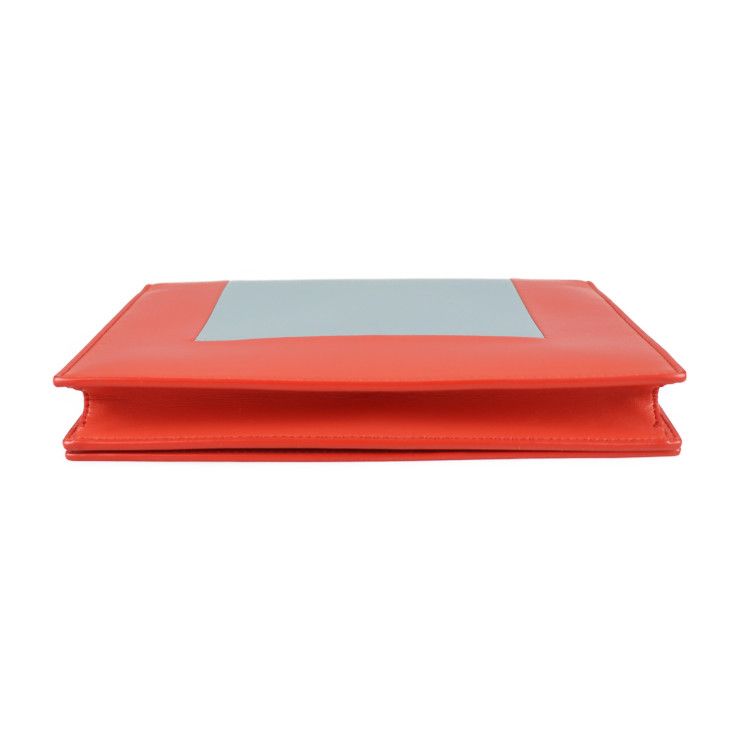 Celine Clutch Bag Leather Poppy Red Cloud Gray Frame Evening Chain — view 4