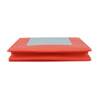 Celine Clutch Bag Leather Poppy Red Cloud Gray Frame Evening Chain — view 4