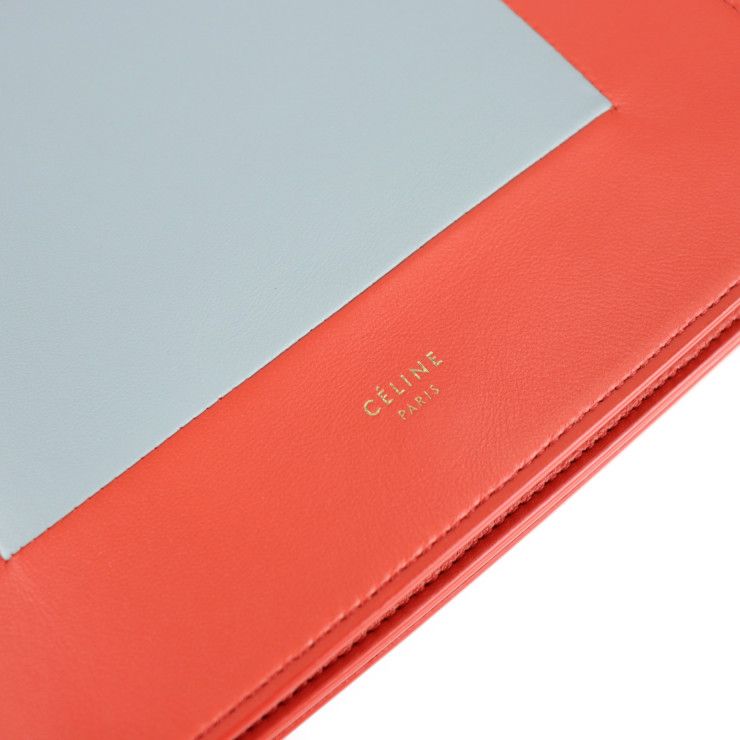 Celine Clutch Bag Leather Poppy Red Cloud Gray Frame Evening Chain — view 8