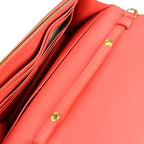 Celine Clutch Bag Leather Poppy Red Cloud Gray Frame Evening Chain — view 7