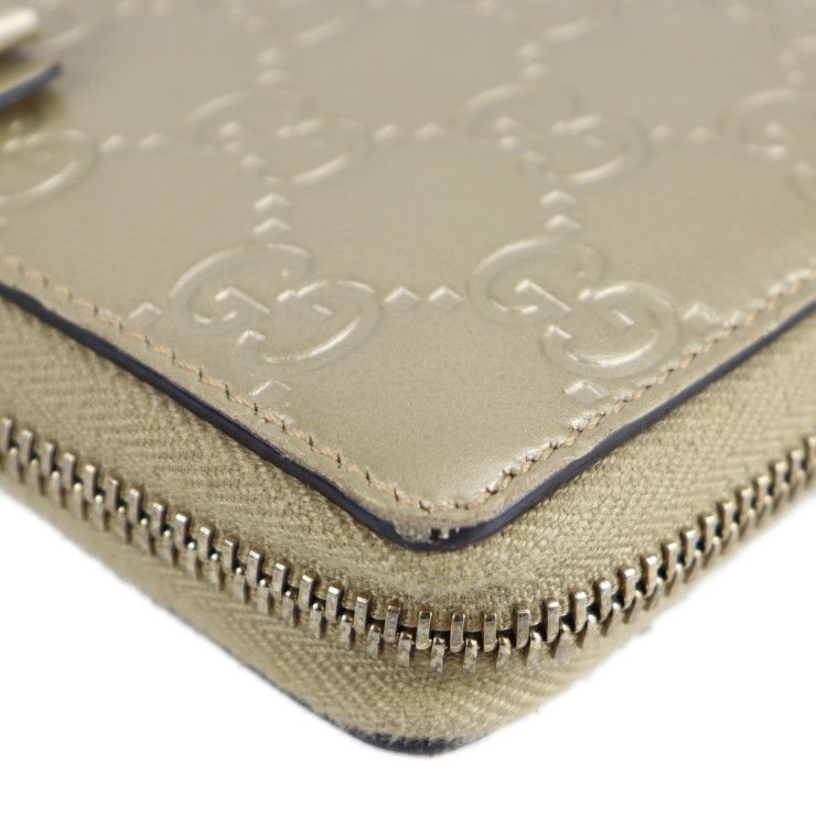 Gucci Long Wallet Leather Chien Pan Gold Guccissima Ribbon Round Zipper — view 5