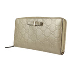 Gucci Long Wallet Leather Chien Pan Gold Guccissima Ribbon Round Zipper — view 2