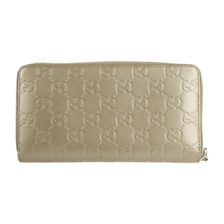 Gucci Long Wallet Leather Chien Pan Gold Guccissima Ribbon Round Zipper — view 3
