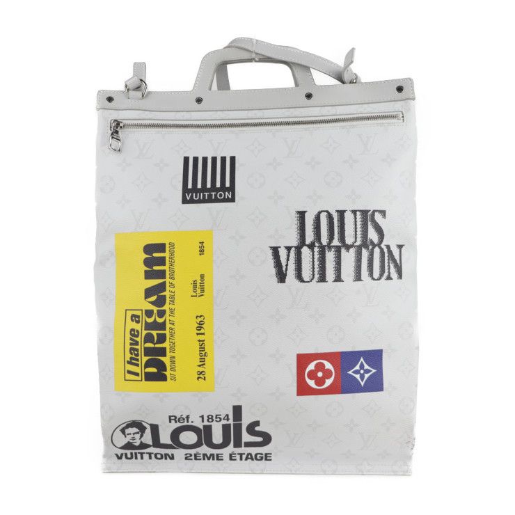 Louis Vuitton Flat Vertical Tote Bag Leather Bronze White Multicolor — view 3