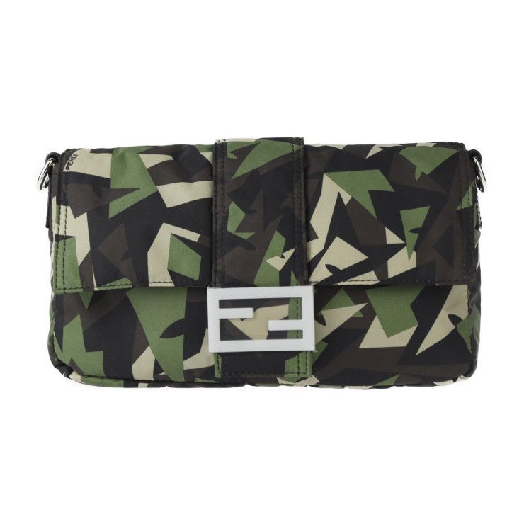 Fendi Mamma Bucket Camouflage Shoulder Bag 7 Va472 Nylon Leather Green Beige — view 2