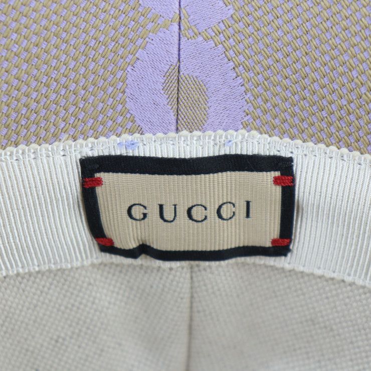 Gucci Bucket Hat Canvas Leather Beige Light Purple Jumbo GG — view 6