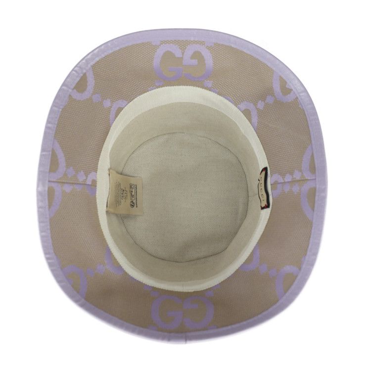 Gucci Bucket Hat Canvas Leather Beige Light Purple Jumbo GG — view 5
