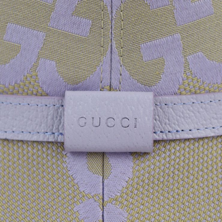 Gucci Bucket Hat Canvas Leather Beige Light Purple Jumbo GG — view 4