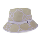 Gucci Bucket Hat Canvas Leather Beige Light Purple Jumbo GG — view 2